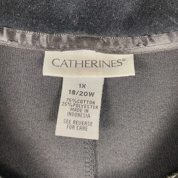 Catherines Womens Velour Jacket sz 1X Black Full Zip Athletic Casual Gym - Picture 6 of 6